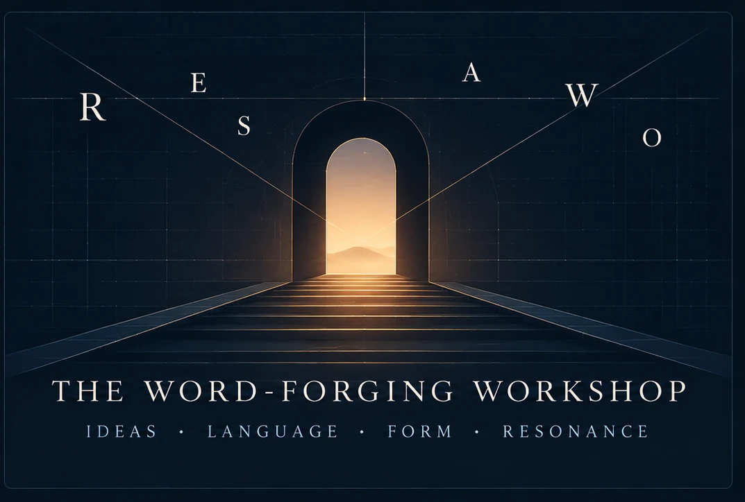 Abstract visual inspired by The Word-Forging Workshop